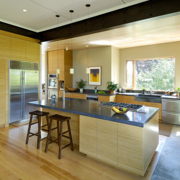 contemporary kitchen in bamboo