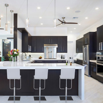 Contemporary Kitchen in Black, White and Metallic