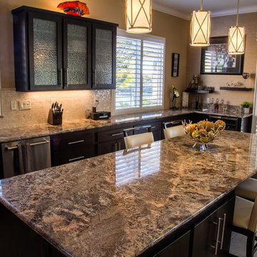 Contemporary Kitchen with Granite Surfaces