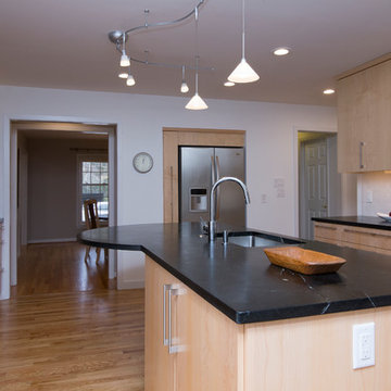 Contemporary Kitchen with Soapstone Counters