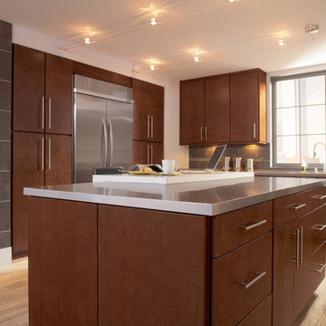 Contemporary Lausanne Slab Cabinets and Island Kitchen