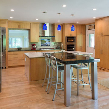 Contemporary Natural Wood Kitchen Remodel In Richmond at Stratford Hills