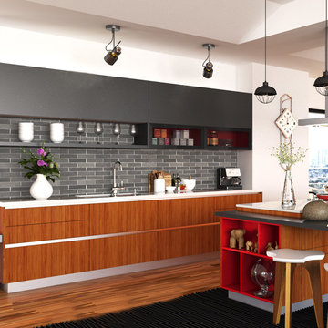 Contemporary PVC & Lacquer Kitchen Cabinet OP15-PVC02