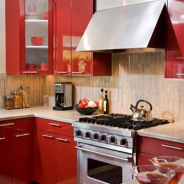 Contemporary Red Hot Kitchen