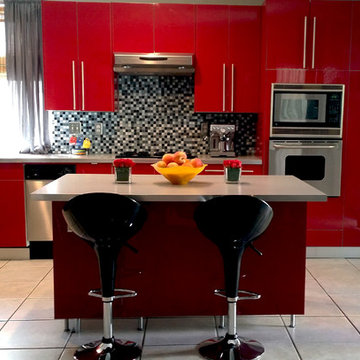 Contemporary red kitchen