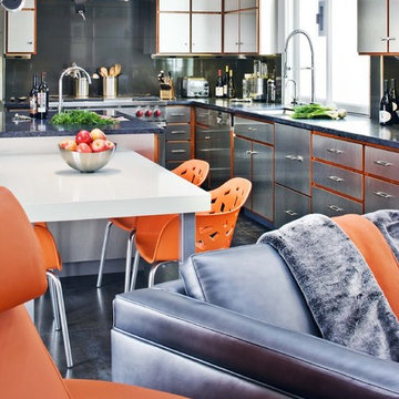 Contemporary Stainless Steel and Cherry Kitchen