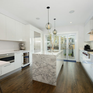 Contemporary townhouse centrally situated on one of Hoboken’s finest blocks.