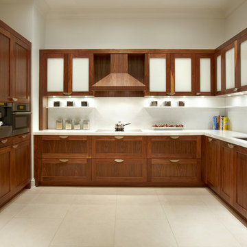 Contemporary walnut kitchen cabinets