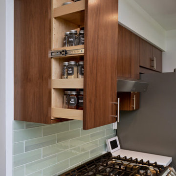 Contemporary Walnut Kitchen. Dura Supreme Cabinetry