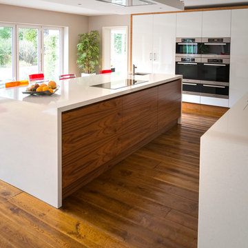 Contemporary White & Walnut Wood Kitchen
