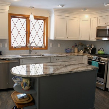 Contemporary White Crane & Ocean Paint Kitchen Remodel w/ Artisan Skylight Petal
