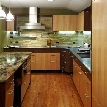 Contemporary Wood Kitchen walnut and oak