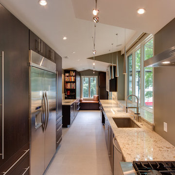 Contemporary Woodharbor Galley Kitchen