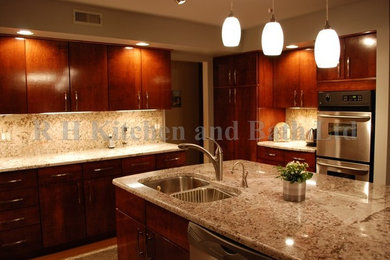 Example of a trendy kitchen design in Cleveland