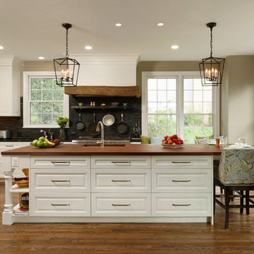 Contrasting Rustic Wood with White Cabinets
