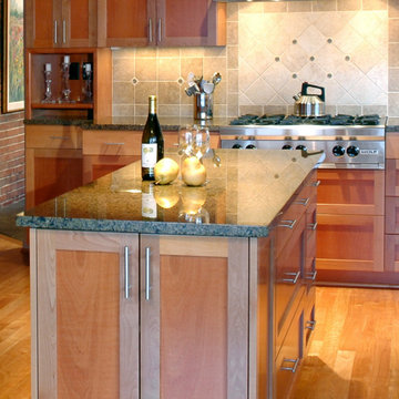 Convenient kitchen island with granite countertop