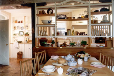 Design ideas for a medium sized rural kitchen/diner in West Midlands with terracotta flooring.