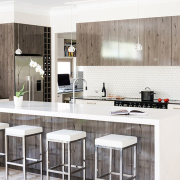 Cool Silver and White North Balwyn Kitchen