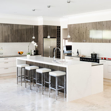 Cool Silver and White North Balwyn Kitchen