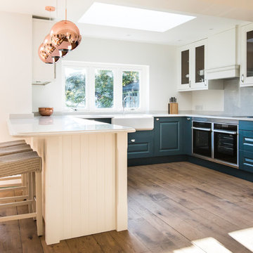 Copper, grey, and blue colour palette for new Kitchen Design