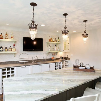 Inspiration for a timeless kitchen remodel in Minneapolis with open cabinets