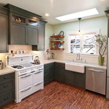 Cottage Green Kitchen with Hutch