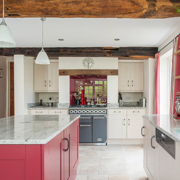 Cottage kitchen accented with red