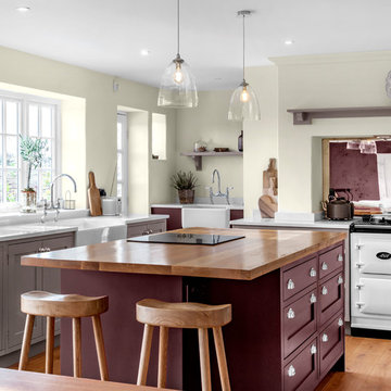 Country Kitchen with Statement Plum Island & Aga