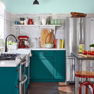 75+ Kleine Küchen mit türkisfarbenen Schränken Ideen & Bilder - April