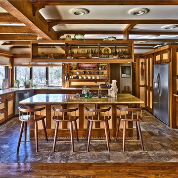 Craftsman Style Kitchen walnut and curly maple