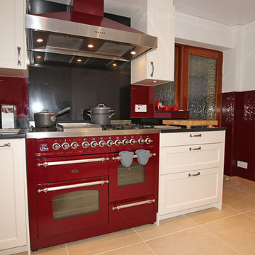 Cream and red country kitchen