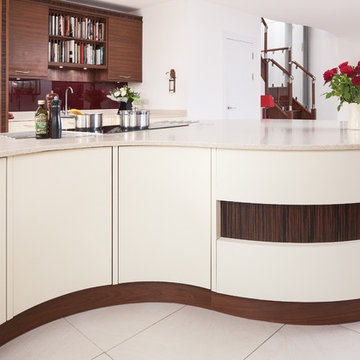 Cream and timber kitchen with curved island