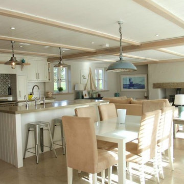 Cream, coastal feel handmade kitchen with large island
