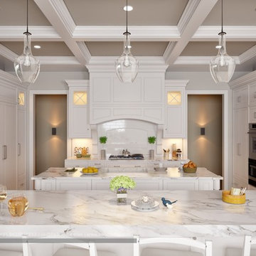 Cream Colored Kitchen Cabinets, Kitchen Contemporary, White Dining Table