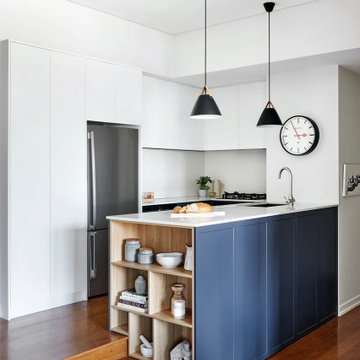 Kitchen island with open shelf storage