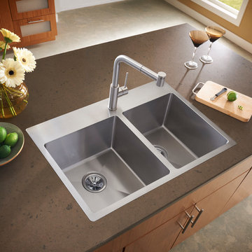 Crosstown Stainless Steel Double Bowl Dual Mount Sink