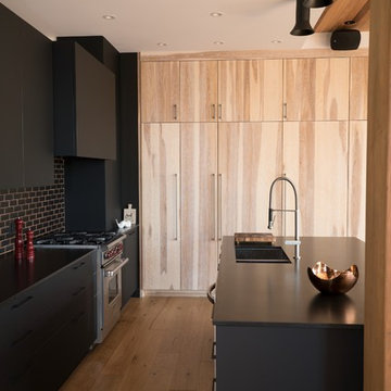 Cuisine avec cabinet en frêne_ Kitchen with wood cabinets