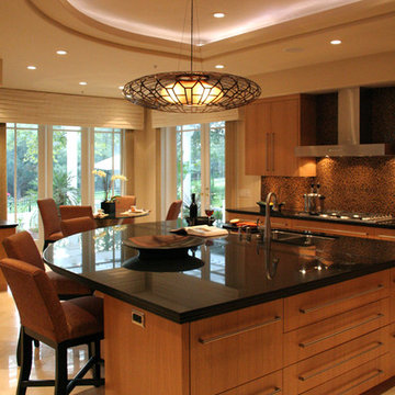 CURVED KITCHEN ISLAND AND SOFFITT