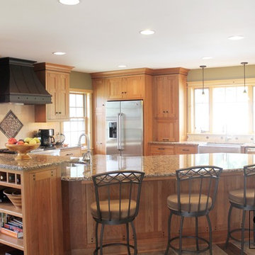 Custom Arts & Crafts Kitchen with Two Tiered Island