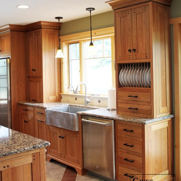 Custom Arts & Crafts Kitchen with Two Tiered Island