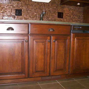 Custom Designed Cherry Kitchen With Distressed Stain and Glaze Finishh