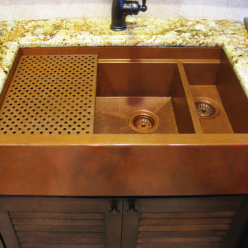 Custom Double-Bowl Copper Kitchen Sink