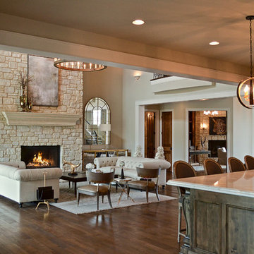 Custom Fireplace featuring Fireplace featuring Weston Cream Natural Stone Veneer