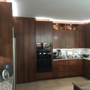 Custom frameless, Euro-style kitchen and bar