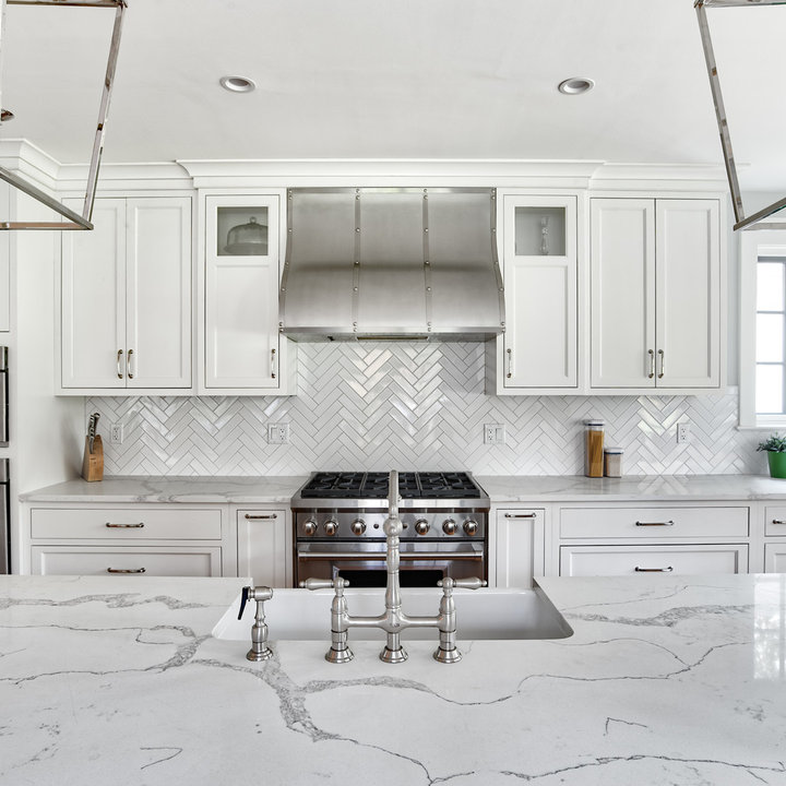 White Herringbone Backsplash Photos & Ideas Houzz