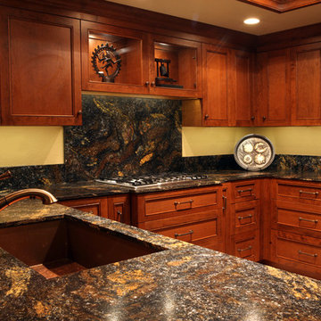 Custom Kitchen, copper sink, artful display