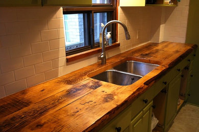 Custom kitchen counter with reclaimed wood