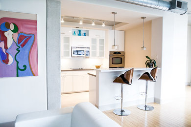 Kitchen - small contemporary single-wall kitchen idea in Houston