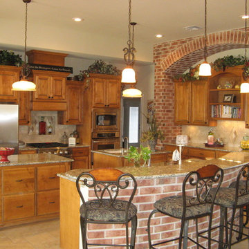 Custom Kitchen with brick