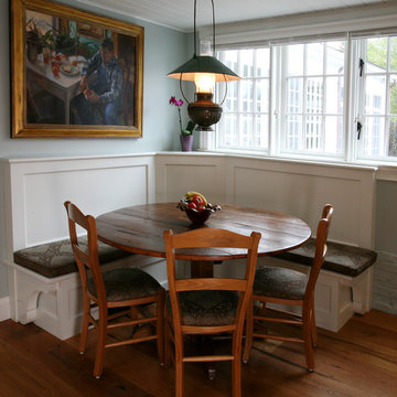 Custom made dining table and banquette.
